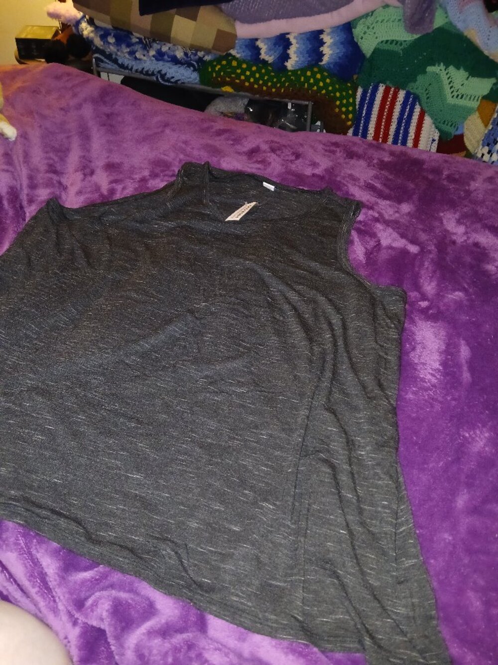 NWT Old Navy Luxe XXL Dark Heather Gray High Neck Tank Top Adult Unisex